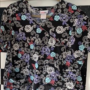 Black flower nurse scrub